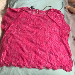 Lace pink short sleeve top